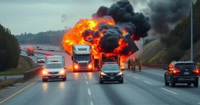 Carreta com etanol explode na BR-101 e gera feridos em Santa Catarina