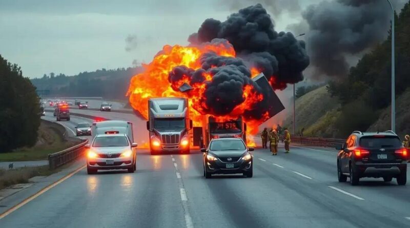 Carreta com etanol explode na BR-101 e gera feridos em Santa Catarina