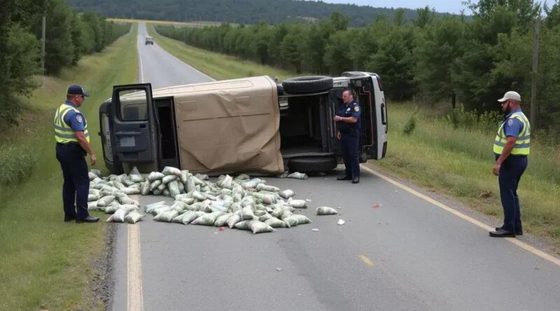 Caminhoneiro detido após tombar caminhão carregado de drogas na Paraíba