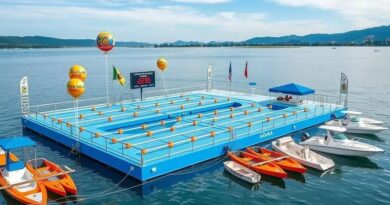 Piscina Flutuante do Aquarace Ganha Forma no Mar do Bessa em João Pessoa