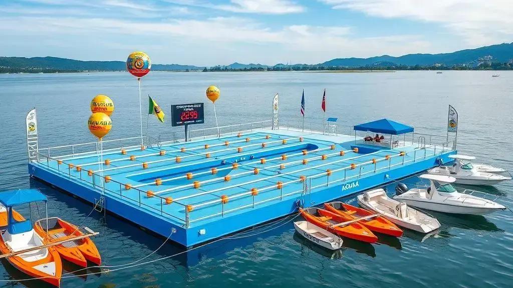 Piscina Flutuante do Aquarace Ganha Forma no Mar do Bessa em João Pessoa