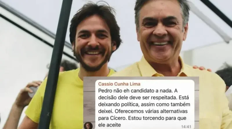 Cássio Cunha Lima afirma que filho não aceitará ser vice de Cícero Lucena